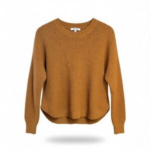 Madewell Textured Crewneck Knit Cotton Sweater Rust Mustard Brown Spring Fall